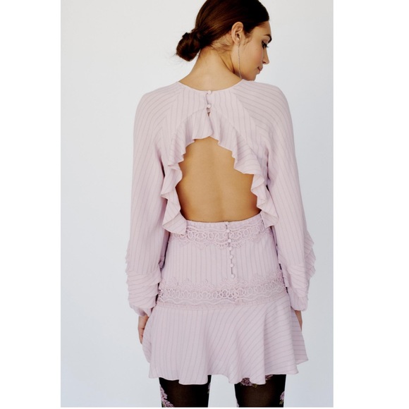 Free People Sweet Ruffle Pinstripe Lace Mini Dress - Picture 4 of 8